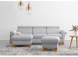 Ecksofa OTTO HOME "Lindgren L-Form", silber, B:258cm H:84cm T:169cm, 100% Polyester, Sofas, Ecksofa, wahlweise mit Bett mit klappbaren Rollen, Kasten und Kopfverstellung