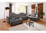 Wohnlandschaft OTTO HOME "Mauritius U-Form", grau, B:354cm T:232cm, Struktur fein (100% Polyester);Luxus-Microfaser Lederoptik (100% Polyester);Soft clean (98% Polyester, 2% Polyamid), Sofas, Wohnlandschaft, mit Kopfteil- und Armlehnverstellung, wahlweise mit Schlaffunktion