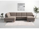 Wohnlandschaft SIT & MORE "Farö U-Form", grau (taupe), B:325cm H:90cm T:187cm, Sofas, Wohnlandschaft, inklusive Federkern, wahlweise mit Schlaffunktion und Bettkasten