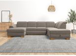 Wohnlandschaft HOME AFFAIRE "Dundee U-Form", grau (taupe), B:338cm H:86cm T:219cm, Flachgewebe (100% Polyester), Sofas, Wohnlandschaft, wahlweise mit Kopfteilverstellung und zusätzlich mit Schlaffunktion