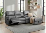 Ecksofa OTTO HOME "NAPORI Lederoptik, Multimediasofa, 3er Kinosessel XXL, L-Form", grau (anthrazit), B:240cm H:102cm T:155cm, Polyester 40% / Polyurethane 60%, Sofas, Ecksofa, Kinosofa, manuelle o. elektr. Relaxfunktion, Staufach, Getränkehalter