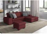 Ecksofa SIT & MORE "Luxor L-Form", rot (bordeaux), B:275cm H:82cm T:173cm, Luxus-Microfaser ALTARA NUBUCK (100% Polyester);Soft clean (98% Polyester, 2% Polyamid);Struktur fein (100% Polyester), Sofas, Ecksofa, wahlweise mit Schlaffunktion, Bettkasten und Kopfteilverstellung