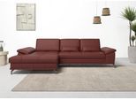 Ecksofa OTTO HOME "Costello L-Form, Sitztiefen- & Armteilverstellung, 3 Nierenkissen", rot (merlot), B:301cm H:89cm T:176cm, Luxus-Microfaser (90% Polyester, 10% Polyamid);Samtoptik (100% Polyester), Sofas, Ecksofa, optional Schlaffunktion & Stauraum, Federkern
