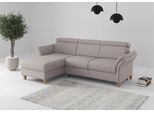 Ecksofa OTTO HOME "Glendale, L-Form", silber, B:253cm H:84cm T:166cm, 100% Polyester, Sofas, Ecksofa, inkl. Kopfteilverstellung, wahlweise mit Vorziehsitz und Bettkasten