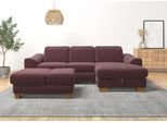 Ecksofa HOME AFFAIRE "Dundee L-Form", lila (flieder), B:264cm H:86cm T:170cm, Sofas, Ecksofa, wahlweise mit Kopfteilverstellung und zusätzlich mit Schlaffunktion