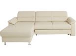 Ecksofa SIT & MORE "Ascara L-Form", beige (creme), B:251cm H:85cm T:165cm, NaturLEDER (echtes Rindsleder), Korpus in Kunstleder SOFTLUX;Luxus-Microfaser (100% Polyester);Softlux-Kunstleder;Primabelle-Microfaser (100% Polyester), Sofas, Ecksofa, inklusive Boxspring/Federkern-Polsterung, wahlweise mit Schlaffunktion