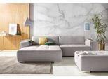 Ecksofa OTTO HOME "Sapporo L-Form", grau, B:293cm H:78cm T:172cm, Struktur fein (100% Polyester);Luxus-Microfaser weich (90% Polyester, 10% Polyacryl);Struktur imprägniert (100% Polyester), Sofas, Ecksofa, wahlweise Schlaffunktion oder Sitztiefenverstellung, Federkern