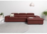 Ecksofa OTTO HOME "Alberto L-Form", rot (merlot), Sofas, B/H/T: 286cm x 73cm x 174cm, NaturLEDER, Recamiere rechts,mit Bettfunktion, Luxus-Microfaser Lederoptik (100% Polyester);Luxus-Microfaser ALTARA NUBUCK (100% Polyester);Luxus-Microfaser weich (90% Polyester, 10% Polyamid);Microfaser Antiklederoptik, Ecksofa, mit Kopfteilverstellung, wahlweise mit Schlaffunktion, B:286cm H:73cm T:174cm