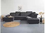 Wohnlandschaft COTTA "Holiday U-Form mit Sitztiefen-, Armteil- und Kopfteilverstellung", schwarz, B:386cm H:86cm T:265cm, 100% Polyester, Sofas, Wohnlandschaft, wahlweise mit Schlaffunktion & Bettkasten