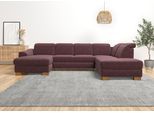 Wohnlandschaft HOME AFFAIRE "Dundee U-Form", lila (flieder), B:338cm H:86cm T:219cm, Flachgewebe (100% Polyester), Sofas, Wohnlandschaft, wahlweise mit Kopfteilverstellung und zusätzlich mit Schlaffunktion