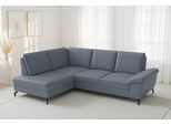 Ecksofa SIT & MORE "Chelsea L-Form, B: 249 cm, Armteil- & Sitztiefenverstellung, Leder", graublau, B:249cm H:89cm T:190cm, Sofas, Ecksofa, optional mit Schlaffunktion und Bettkasten