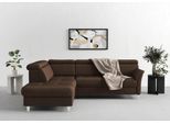 Ecksofa SIT & MORE "Marano L-Form", braun (dunkelbraun), B:252cm T:216cm, 100% Polyester, Sofas, Ecksofa, inklusive Kopfteilverstellung, optional Schlaffunktion & Bettkasten