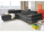 Ecksofa COTTA "Solution L-Form", grau, B:262cm H:73cm T:228cm, Sofas, Ecksofa, mit Arm- & Kopfteilverstellung, wahlweise mit Schlaffunktion