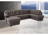 Wohnlandschaft SIT & MORE "Savoni U-Form", grau (delphine), B:334cm H:90cm T:206cm, NaturLEDER (echtes Rindsleder) in Sitz und Rücken. Korpus in passendem Kunstleder SOFTLUX bezogen;Luxus-Microfaser (100% Polyester);Struktur ( 100% Polyester);Luxus-Microfaser ALTARA NUBUCK (100% Polyester), Sofas, Wohnlandschaft, wahlweise mit Schlaffunktion