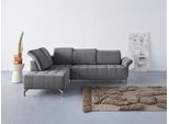 Ecksofa OTTO HOME "Fresh L-Form", grau, B:260cm H:79cm T:220cm, 100% Polyester, Sofas, Ecksofa, Federkern, wahlweise Kopfteilverstellung und motorischer Vorziehsitz