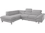 Ecksofa COTTA "Driver L-Form", grau, B:266cm H:73cm T:214cm, Struktur (100% Polyester);Chenille (90% Polyester, 10% Polyamid), Sofas, Ecksofa, mit Kopfteilverstellung, wahlweise mit Schlaffunktion & Bettkasten