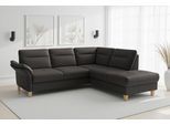 Ecksofa SIT & MORE "Pamela L-Form, B: 218 cm, optional Schlaffunktion & Bettkasten, Leder", grau (schwarz), B:218cm H:90cm T:212cm, Sofas, Ecksofa, wahlweise mit Armteilverstellung, Sofa mit Federkern, Sitzhöhe: 48 cm