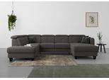 Wohnlandschaft SIT & MORE "Belluci U-Form", grau (dunkelgrau), B:321cm H:85cm T:195cm, Sofas, Wohnlandschaft, Kopfteilverstellung und Federkern, wahlweise mit Schlaffunktion