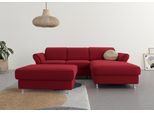 Ecksofa SIT & MORE "Apulia L-Form", rot, B:250cm H:78cm T:185cm, Webstoff (100% Polyester);Struktur weich (90% Polyester, 10% Polyamid);Luxus-Microfaser Euphoria (100% Polyester);Samtoptik (100% Polyester), Sofas, Ecksofa, wahlweise Schlaffunktion, Bettkasten und Kopf- und Armteilverstellung