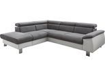 Ecksofa COTTA "Komaris L-Form, B: 249 cm", grau (weiß, stone), B:249cm H:72cm T:100cm, Microfaser PRIMABELLE (100% Polyester);Kunstleder SOFTLUX;Feinstruktur (100% Polyester);Kunstleder SOFTLUX/Struktur (100% Polyester);NaturLEDER, Sofas, Ecksofa, mit Kopfteilverstellung, optional Schlaffunktion, Bettkasten & Licht