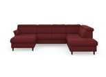 Wohnlandschaft SIT & MORE "Marano U-Form", rot (bordeaux), B:304cm T:216cm, 100% Polyester, Sofas, Wohnlandschaft, inklusive Kopfteilverstellung, optional Schlaffunktion & Bettkasten