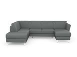 Wohnlandschaft SIT & MORE "Visby U-Form", grau, B:303cm H:87cm T:213cm, Sofas, Wohnlandschaft, Wahlweise mit Schlaffunktion und Stauraum, frei im Raum stellbar