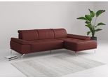 Ecksofa OTTO HOME "Caluna, L-Form, B:280cm, Federkern, in Stoff und Leder", rot (merlot), B:280cm H:81cm T:174cm, Sofas, Ecksofa, Inkl.Sitztiefenverstellung, wahlweise mit Kopf- und Armteilverstellung
