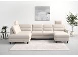 Wohnlandschaft SIT & MORE "Farö U-Form", grau (elephant), B:325cm H:90cm T:187cm, Sofas, Wohnlandschaft, inklusive Federkern, wahlweise mit Schlaffunktion und Bettkasten