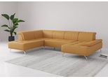 Wohnlandschaft OTTO HOME "Caluna", gelb (curry), B:334cm H:81cm T:235cm, Sofas, Wohnlandschaft, Inkl.Sitztiefenverstellung, wahlweise mit Kopf- und Armteilverstellung