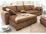 Ecksofa HOME AFFAIRE "Cara Mia L-Form, B: 325 cm, XXL-Sofa mit 4 Zierkissen", braun (karamellbraun), B:325cm H:87cm T:183cm, Luxus-Microfaser Vintageoptik (100% Polyester);Microfaser Antiklederoptik (100% Polyester), Sofas, Ecksofa, optional Schlaffunktion & Bettkasten, Liegefl. 145x270 cm