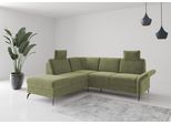 Ecksofa OTTO HOME "Rochelle", grün (hellgrün), B:240cm H:93cm T:216cm, 100% Polyester, Sofas, Ecksofa, wahlweise mit Schlaffunktion, Bettkasten und Armteilverstellung