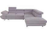 Ecksofa COTTA "Enterprise L-Form", grau, B:273cm H:72cm T:237cm, Struktur (100% Polyester );Chenille (90% Polyester; 10% Polyamid ), Sofas, Ecksofa, mit Arm- & Kopfteilverstellung, wahlweise mit Schlaffunktion