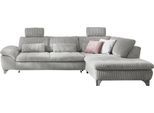 Ecksofa DIE PLANBAR "Ottomane MP-IN14007 L-Form, Breite 306 cm", grau, B:306cm H:84cm T:197cm, 100% Polyester, Sofas, Ecksofa, wahlweise mit Schlaffunktion und verstellbaren Kopfstützen, in Cord
