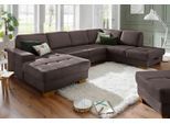 Wohnlandschaft OTTO HOME "Puccini U-Form", braun (mocca), B:340cm H:86cm T:224cm, Luxus-Microfaser (100% Polyester);Luxus-Microfaser ALTARA NUBUCK (100% Polyester);Luxus-Microfaser Lederoptik (100% Polyester), Sofas, Wohnlandschaft, mit Federkern, Sitztiefenverstellung, Kontrastnaht