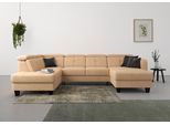 Wohnlandschaft SIT & MORE "Belluci U-Form", braun (macciato), B:321cm H:85cm T:195cm, Sofas, Wohnlandschaft, Kopfteilverstellung und Federkern, wahlweise mit Schlaffunktion