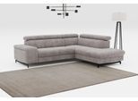 Ecksofa COTTA "Emma L-Form, B: 262 cm", grau (taupe), B:262cm H:97cm T:215cm, Sofas, Ecksofa, mit Kopfteilverstellung, optional Schlaffunktion & Bettkasten