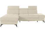 Ecksofa OTTO HOME "Cardiz L-Form", beige (creme), B:246cm H:83cm T:173cm, Webstoff (100% Polyester);Luxus-Microfaser Paris (90% Polyester/10% Polyamid);Struktur fein (100% Polyester);Samtoptik (100% Polyester), Sofas, Ecksofa, inkl.Kopfteilverstellung und Federkern wahlweise mit Schlaffunktion