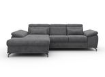 Ecksofa SIT & MORE "Cabrio L-Form, B: 295 cm, mit Sitztiefen-, Arm- & Kopfteilverstellung", grau, B:295cm H:87cm T:180cm, 100% Polyester, Sofas, Ecksofa, 2 Nierenkissen, Federkern, optional Schlaffunktion und Stauraum