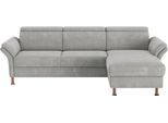 Ecksofa OTTO HOME "Calypso L-Form", grau (hellgrau), B:260cm H:85cm T:172cm, 100% Polyester, Sofas, Ecksofa, mit motorischen Funktionen im Sofa und Recamiere