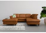 Ecksofa SIT & MORE "Maggiore L-Form", braun (cognac), B:261cm T:224cm, 100% Polyester, Sofas, Ecksofa, wahlweise mit Kopfteilverstellung, Schlaffunktion und Stauraum