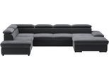 Wohnlandschaft SIT & MORE "Alcudia U-Form", grau (dunkelgrau), B:349cm H:73cm T:226cm, 98% Polyester, 2% Polyamid, Sofas, Wohnlandschaft, wahlweise mit Schlaffunktion