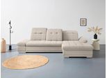 Ecksofa COTTA "Holiday L-Form mit Sitztiefen-, Armteil- und Kopfteilverstellung", beige, B:302cm H:86cm T:190cm, 100% Polyester, Sofas, Ecksofa, wahlweise mit Schlaffunktion & Bettkasten