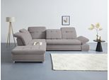 Ecksofa COTTA "Holiday L-Form mit Sitztiefen-, Armteil- und Kopfteilverstellung", grau (stone), B:310cm H:86cm T:265cm, 100% Polyester, Sofas, Ecksofa, wahlweise mit Schlaffunktion & Bettkasten