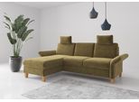 Ecksofa OTTO HOME "Rochelle, L-Form", grün (olive), B:251cm H:90cm T:164cm, 100% Polyester, Sofas, Ecksofa, wahlweise mit Armteilverstellung, Schlaffunktion und Bettkasten