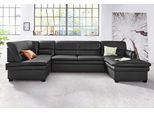Wohnlandschaft SIT & MORE "Pisa U-Form", schwarz, B:319cm H:89cm T:168cm, Flachgewebe (100% Polyester);Luxus-Microfaser1 (100% Polyester);Luxus Microfaser2 (90% Polyester, 10% Polyamid), Sofas, Wohnlandschaft, mit Federkern, wahlweise mit Schlaffunktion