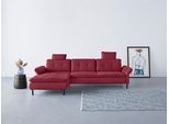 Ecksofa OTTO HOME "Birkholm L-Form", rot (bordeaux), B:267cm H:83cm T:174cm, 100% Polyester, Sofas, Ecksofa, Armlehnverstellung, auch in Easy Clean Bezug - mit Wasser zu reinigen