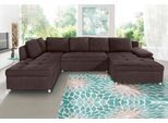 Wohnlandschaft OTTO HOME "Labene U-Form", braun (dunkelbraun), B:326cm H:82cm T:90cm, Struktur fein (95% Polyester, 5% Polyamid);Luxus-Microfaser ALTARA NUBUCK (100% Polyester);Kunstleder SOFTLUX / Struktur (100% Polyester);Struktur (100% Polyester), Sofas, Wohnlandschaft, wahlweise mit Schlaffunktion und Bettkasten