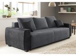 Schlafsofa OTTO HOME "Bella, B: 241 cm, Liegefl. 142x194 cm", grau (anthrazit), B:241cm H:90cm T:94cm, Struktur fein/Luxus-Microfaser Vintageoptik (Armlehne) (100%Polyester);Microfaser PRIMABELLE/Luxus-MicrofaserVintageoptik (Armlehne) (100%Polyester), Sofas, Schlafsofa, Schlaffunktion, Bettkasten & 2 Zierkissen, Federkern