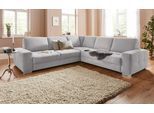 Ecksofa SIT & MORE "Santorini L-Form", silber, B:276cm H:82cm T:271cm, Struktur (100% Polyester);Struktur fein (95% Polyester, 5% Polyamid), Sofas, Ecksofa, mit Federkern und Sitztiefenverstellung, wahlweise mit Schlaffunktion