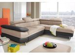 Ecksofa COTTA "Solution L-Form", schwarz (schwarz, schlamm), B:279cm H:73cm T:228cm, Sofas, Ecksofa, mit Arm- & Kopfteilverstellung, wahlweise mit Schlaffunktion